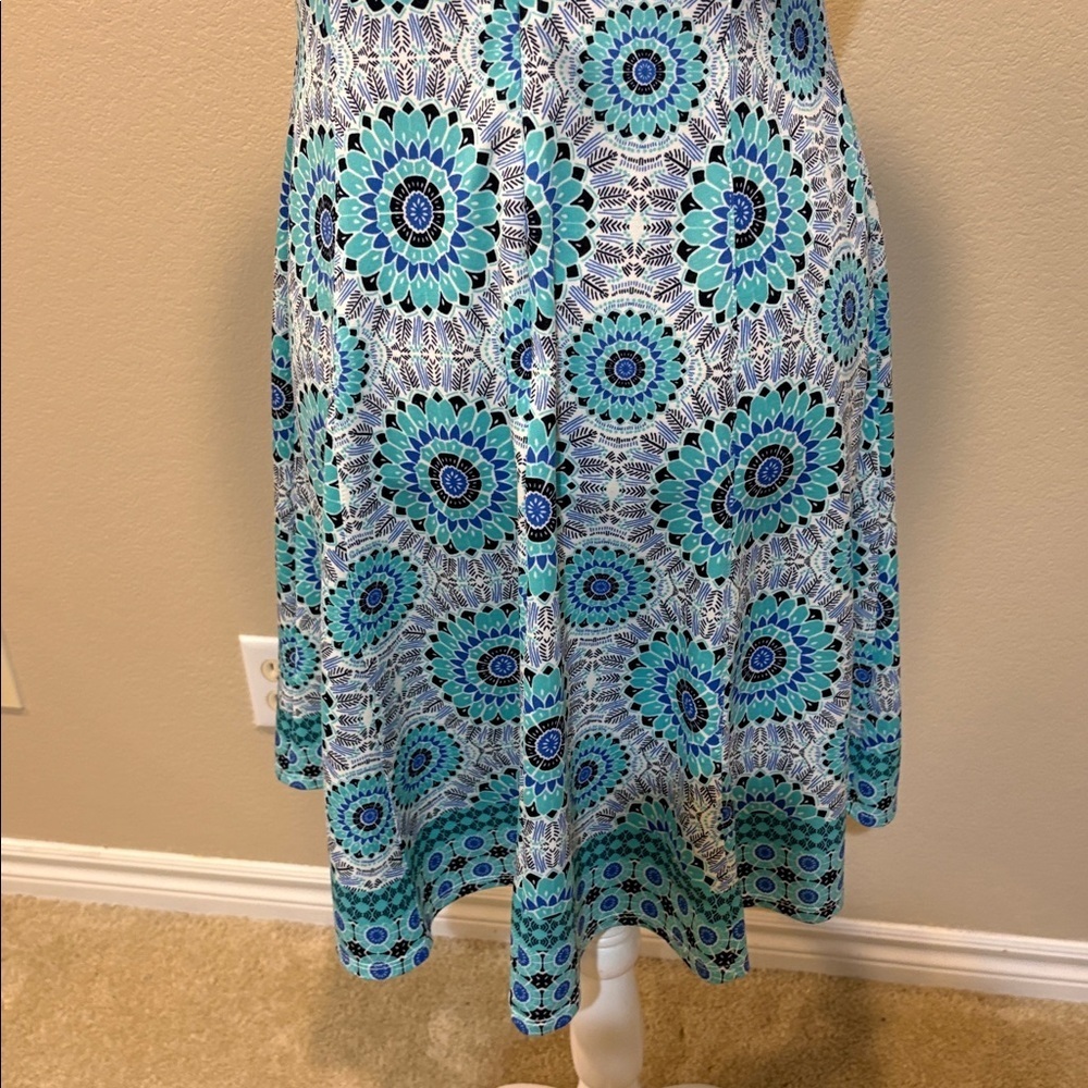 Liz Claiborne Teal and Navy Geometric Midi Dress-Size 10 - Picture 8 of 13